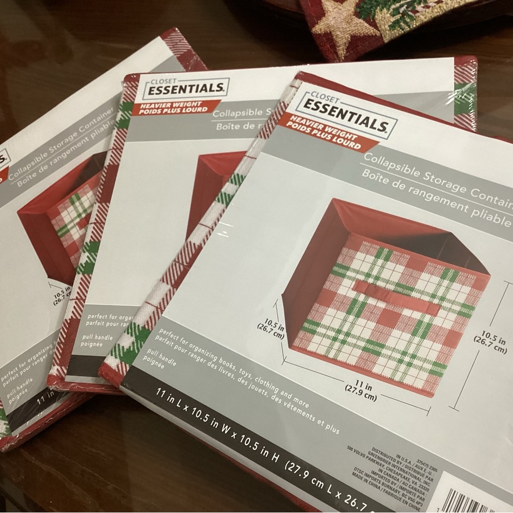 Christmas Set of 3 Closet Essentials collapsible containers 10.5” by 10.5” by11”